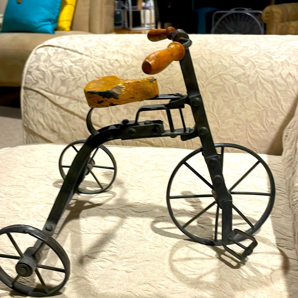 Antique unique bicycle ( tricycle) sculpture 10”